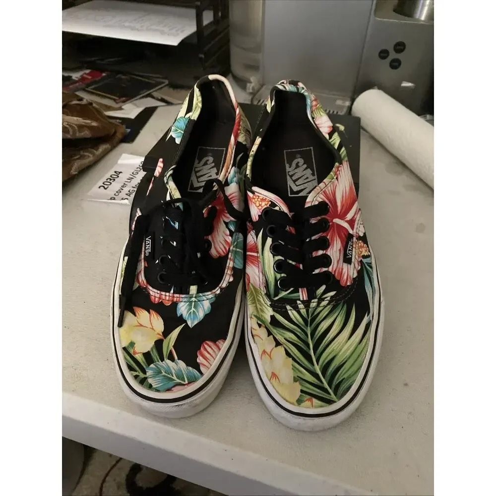 VANS Off The Wall Floral Canvas Sneakers Comfort Men's US 6.5 Black Multi